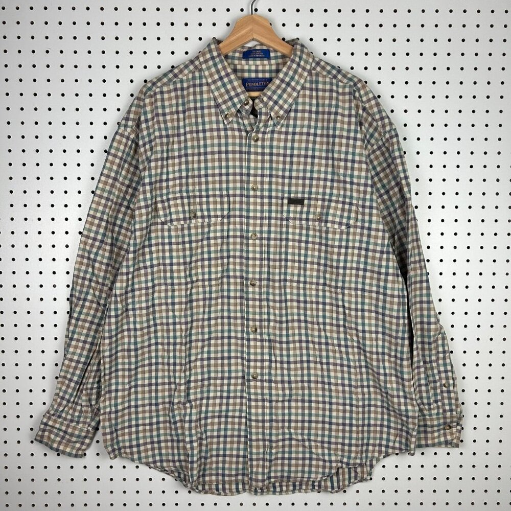 Pendleton‎ Long Sleeve Button Shirt Size XL Plaid Checkered Spring Board Casual